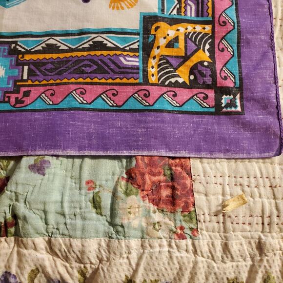Vintage Wamcraft Southwestern Native American Purple Bird Bandana - Made in USA - Picture 6 of 8